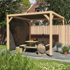 Pergola Silvano Douglas Incl. Schaduwdoek & Zijdoek 324x324 Cm -Tuinmeubel Verkoop 123 10