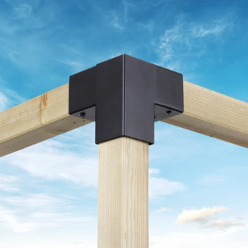 Paalverbinder Voor Pergola Hoekstuk 3-kants 7x7 Cm Zwart 2 Paalverbinder Voor Pergola Hoekstuk 3-kants 7x7 Cm Zwart - Afbeelding 2