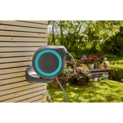 Gardena Wandslangenbox Roll-up 20 Meter Grijs Blauw -Tuinmeubel Verkoop 123 5078