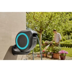 Gardena Wandslangenbox Roll-up 20 Meter Grijs Blauw -Tuinmeubel Verkoop 123 5079