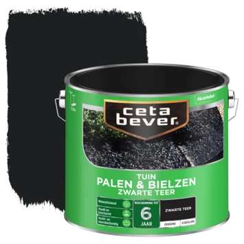 Cetabever Palen & Bielzen Zwarte Teer Dekkend Zijdeglans 2,5 L 1 Cetabever Palen & Bielzen Zwarte Teer Dekkend Zijdeglans 2,5 L