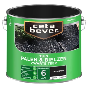 Cetabever Palen & Bielzen Zwarte Teer Dekkend Zijdeglans 2,5 L 2 Cetabever Palen & Bielzen Zwarte Teer Dekkend Zijdeglans 2,5 L - Afbeelding 2
