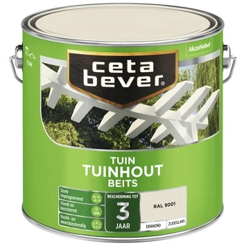 CetaBever Tuinhoutbeits Dekkend RAL 9001 Zijdeglans 2,5 L 2 CetaBever Tuinhoutbeits Dekkend RAL 9001 Zijdeglans 2,5 L - Afbeelding 2